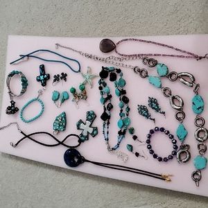 Blue costume jewelery.